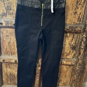 Bebe Black Jeggings with Faux Leather Trim